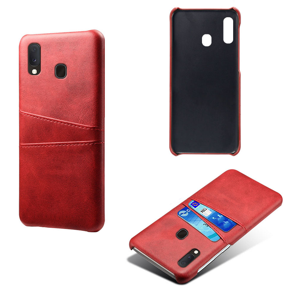 Double Card Slots PU Leather Coated PC Case for Samsung Galaxy A20e