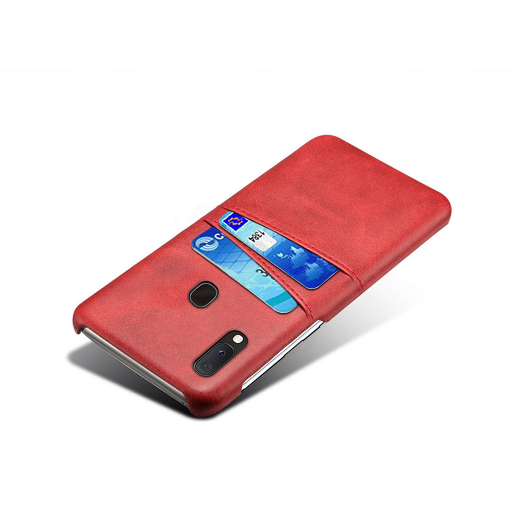 Double Card Slots PU Leather Coated PC Case for Samsung Galaxy A20e