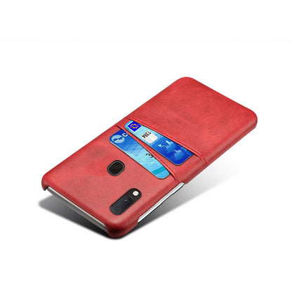 Double Card Slots PU Leather Coated PC Case for Samsung Galaxy A20e