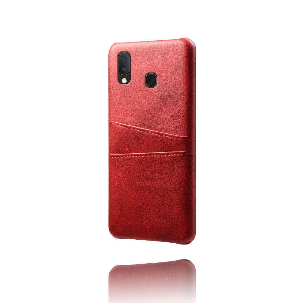 Double Card Slots PU Leather Coated PC Case for Samsung Galaxy A20e