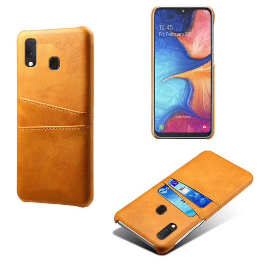 Double Card Slots PU Leather Coated PC Case for Samsung Galaxy A20e