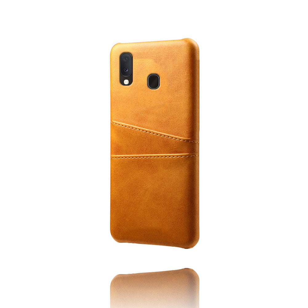Double Card Slots PU Leather Coated PC Case for Samsung Galaxy A20e