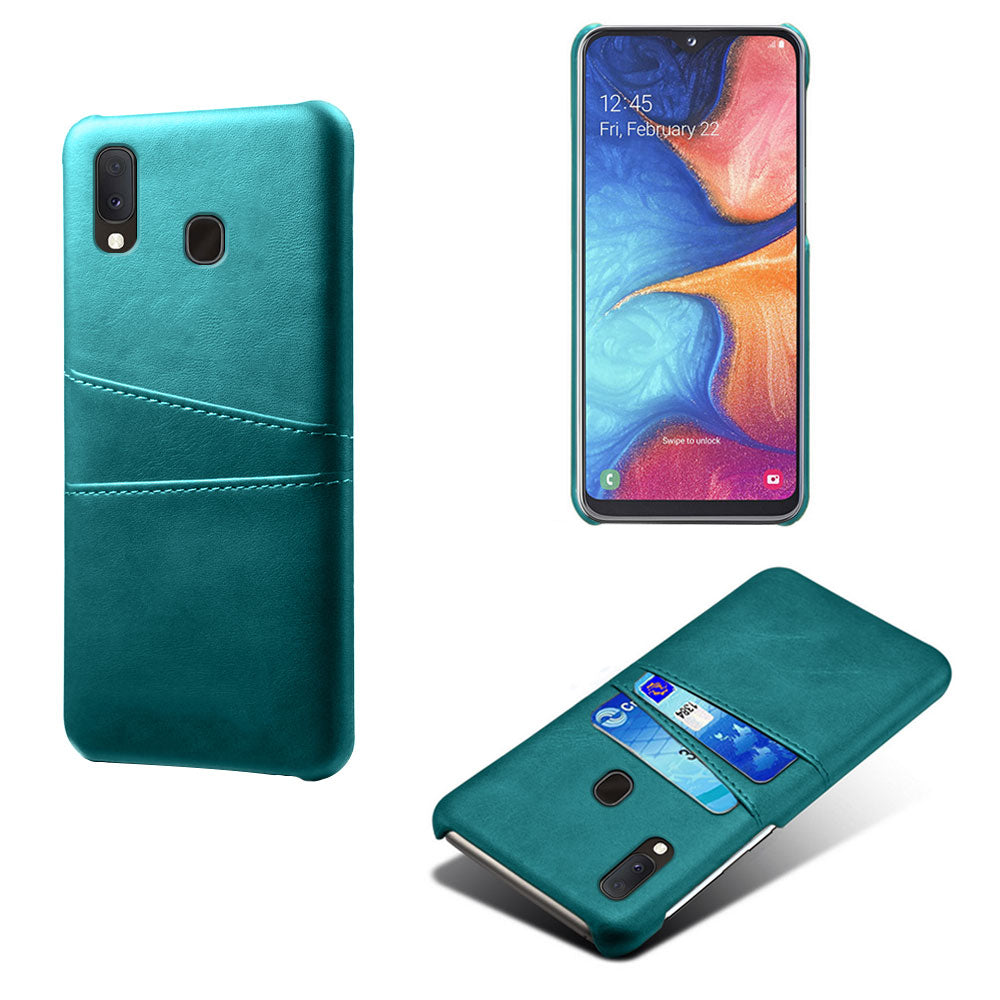 Double Card Slots PU Leather Coated PC Case for Samsung Galaxy A20e