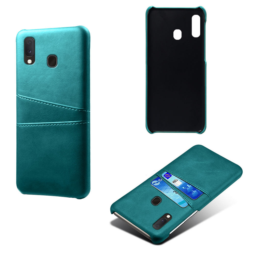 Double Card Slots PU Leather Coated PC Case for Samsung Galaxy A20e