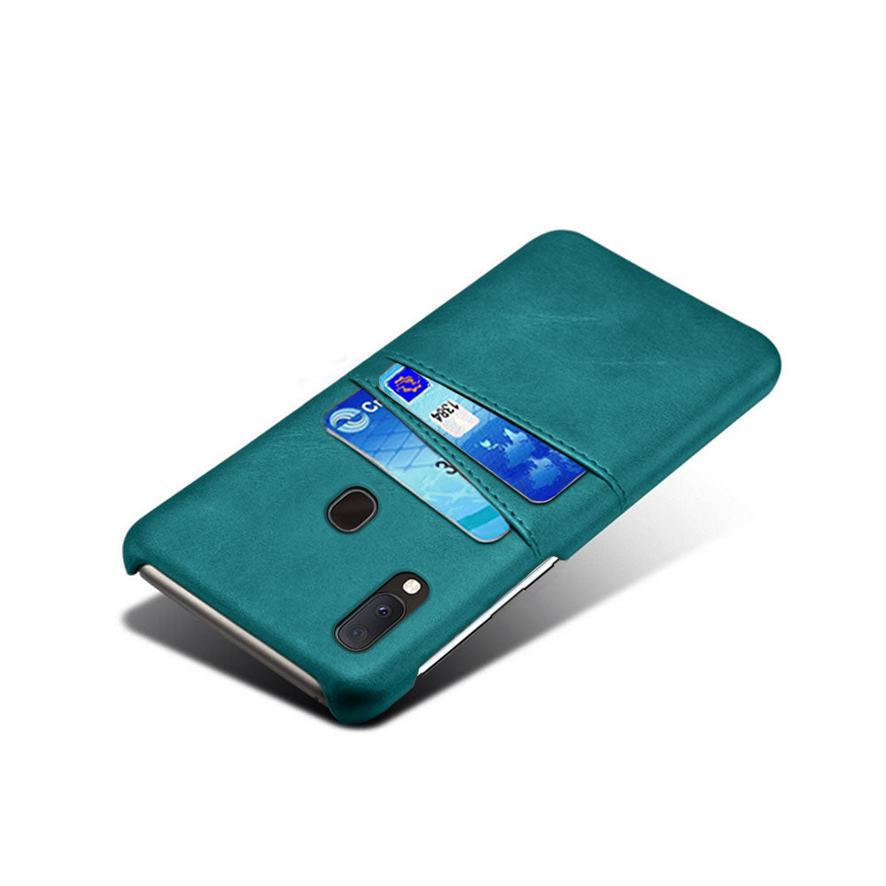 Double Card Slots PU Leather Coated PC Case for Samsung Galaxy A20e