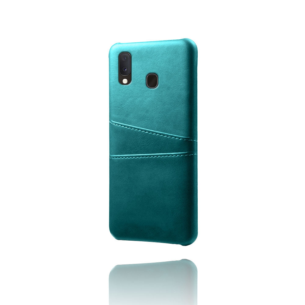 Double Card Slots PU Leather Coated PC Case for Samsung Galaxy A20e