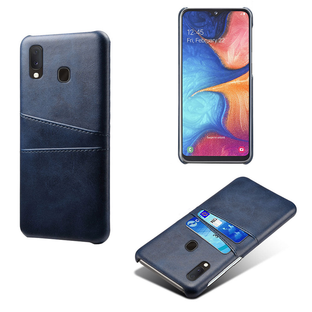 Double Card Slots PU Leather Coated PC Case for Samsung Galaxy A20e