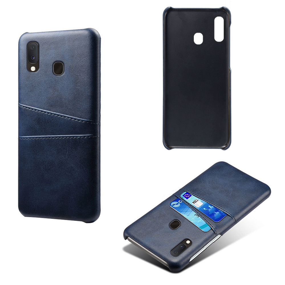Double Card Slots PU Leather Coated PC Case for Samsung Galaxy A20e