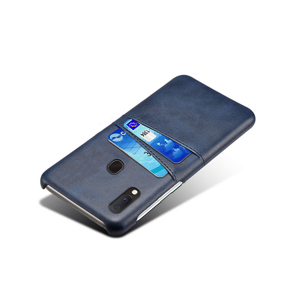 Double Card Slots PU Leather Coated PC Case for Samsung Galaxy A20e