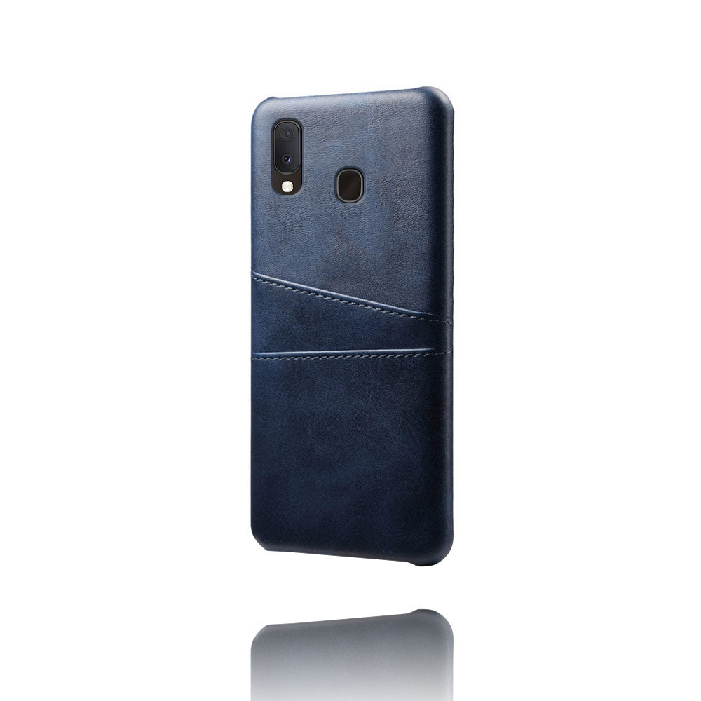 Double Card Slots PU Leather Coated PC Case for Samsung Galaxy A20e