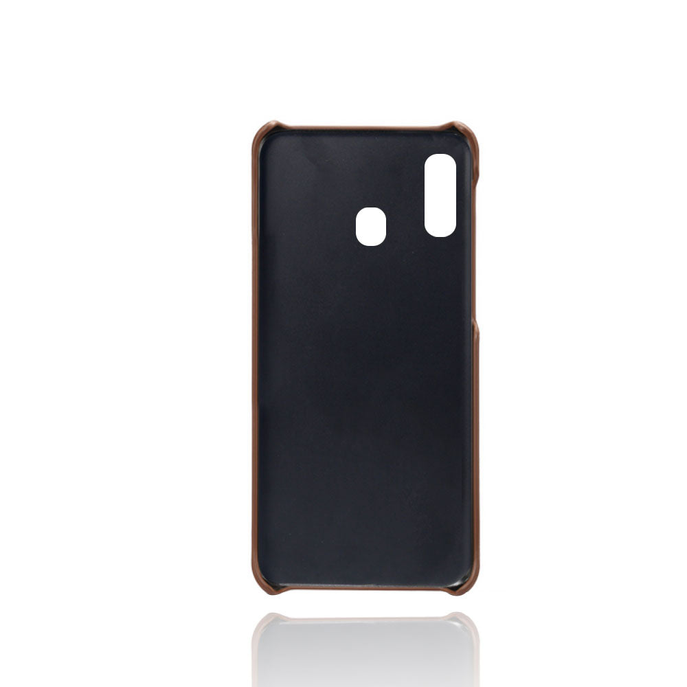 Double Card Slots PU Leather Coated PC Case for Samsung Galaxy A20e