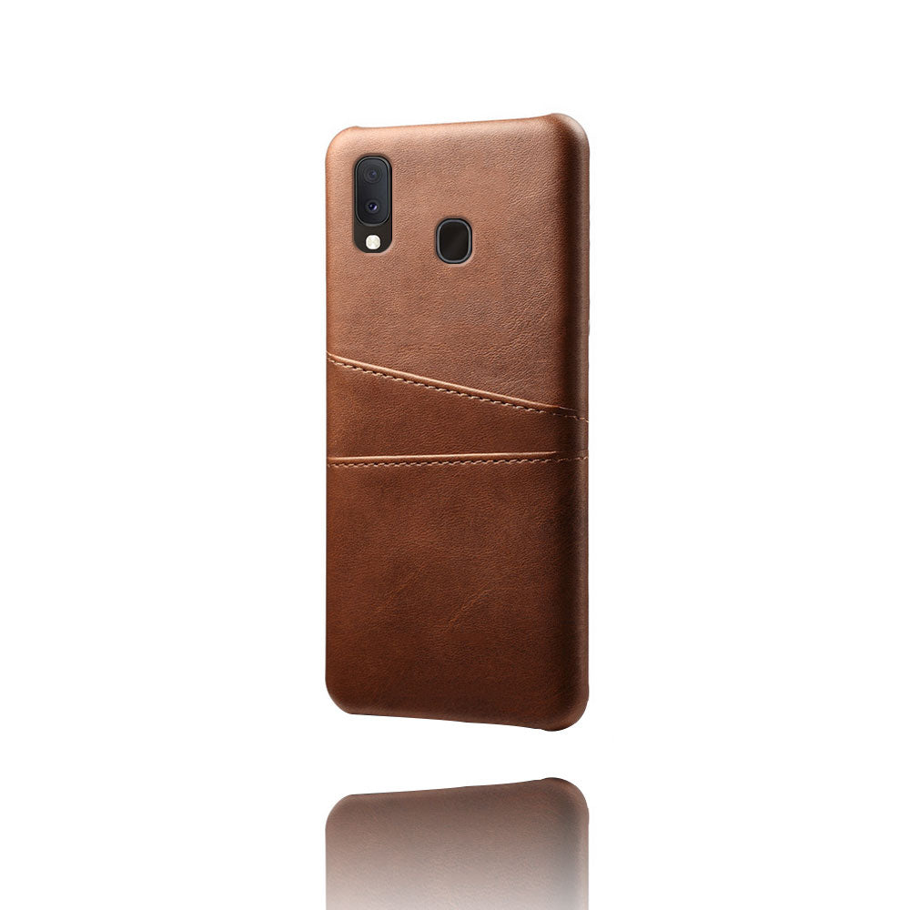 Double Card Slots PU Leather Coated PC Case for Samsung Galaxy A20e