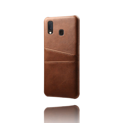 Double Card Slots PU Leather Coated PC Case for Samsung Galaxy A20e