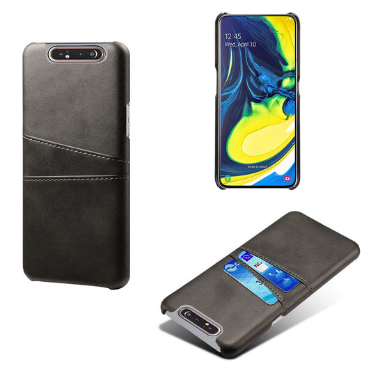 Double Card Slots PU Leather Coated PC Case for Samsung Galaxy A80
