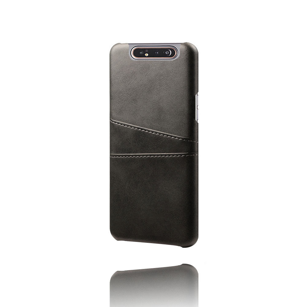 Double Card Slots PU Leather Coated PC Case for Samsung Galaxy A80