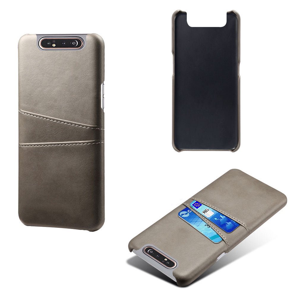 Double Card Slots PU Leather Coated PC Case for Samsung Galaxy A80