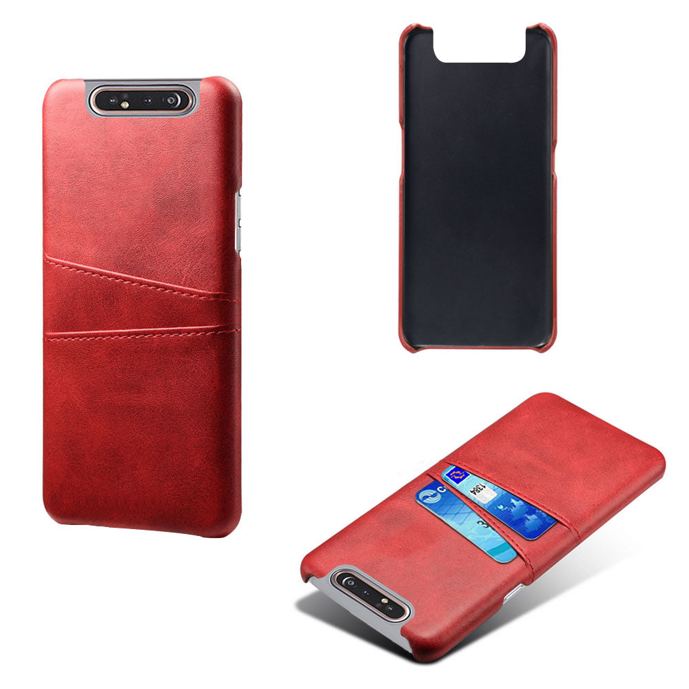 Double Card Slots PU Leather Coated PC Case for Samsung Galaxy A80