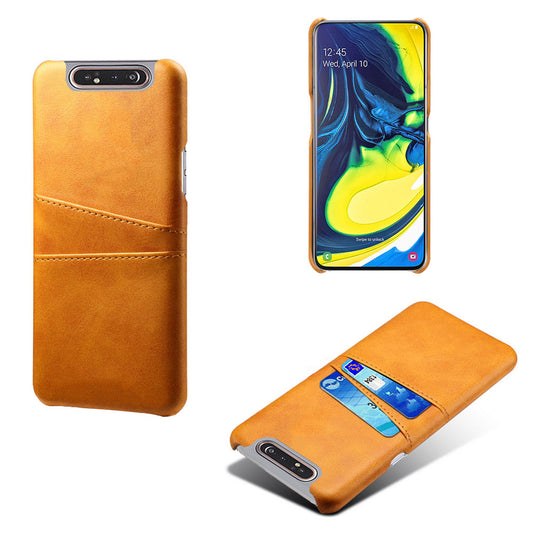 Double Card Slots PU Leather Coated PC Case for Samsung Galaxy A80