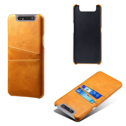 Double Card Slots PU Leather Coated PC Case for Samsung Galaxy A80