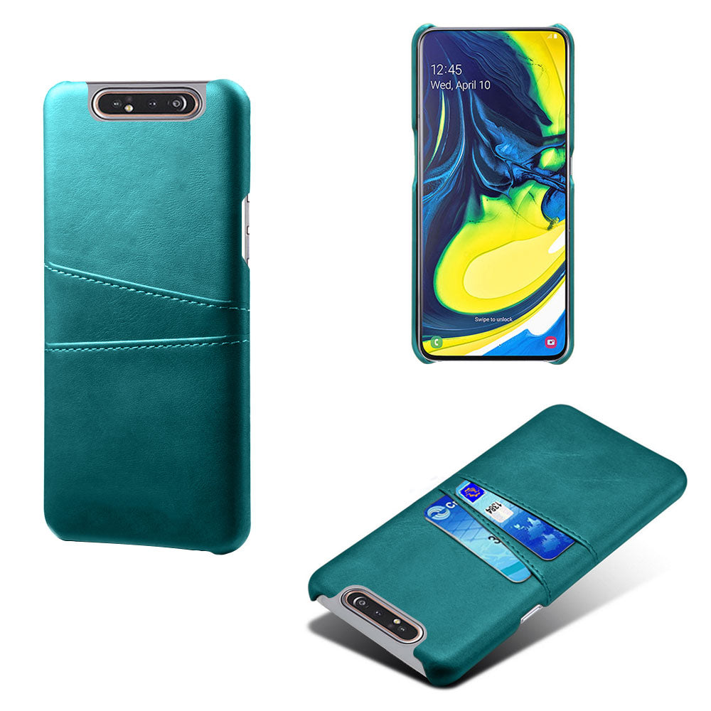 Double Card Slots PU Leather Coated PC Case for Samsung Galaxy A80