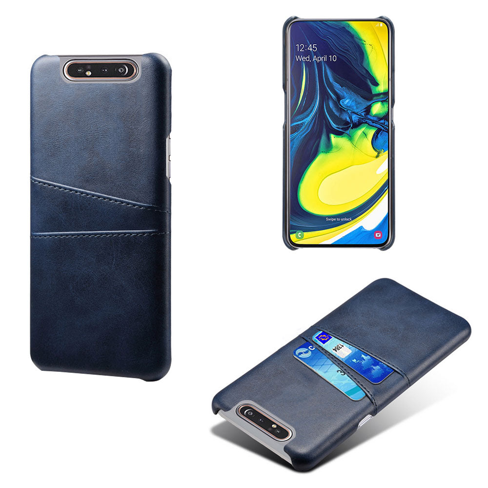 Double Card Slots PU Leather Coated PC Case for Samsung Galaxy A80