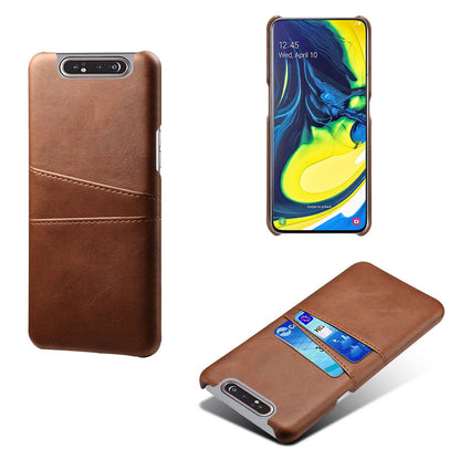 Double Card Slots PU Leather Coated PC Case for Samsung Galaxy A80