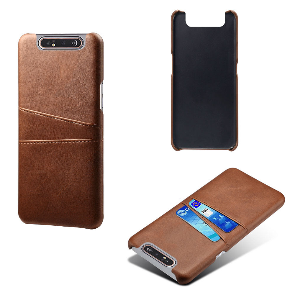 Double Card Slots PU Leather Coated PC Case for Samsung Galaxy A80