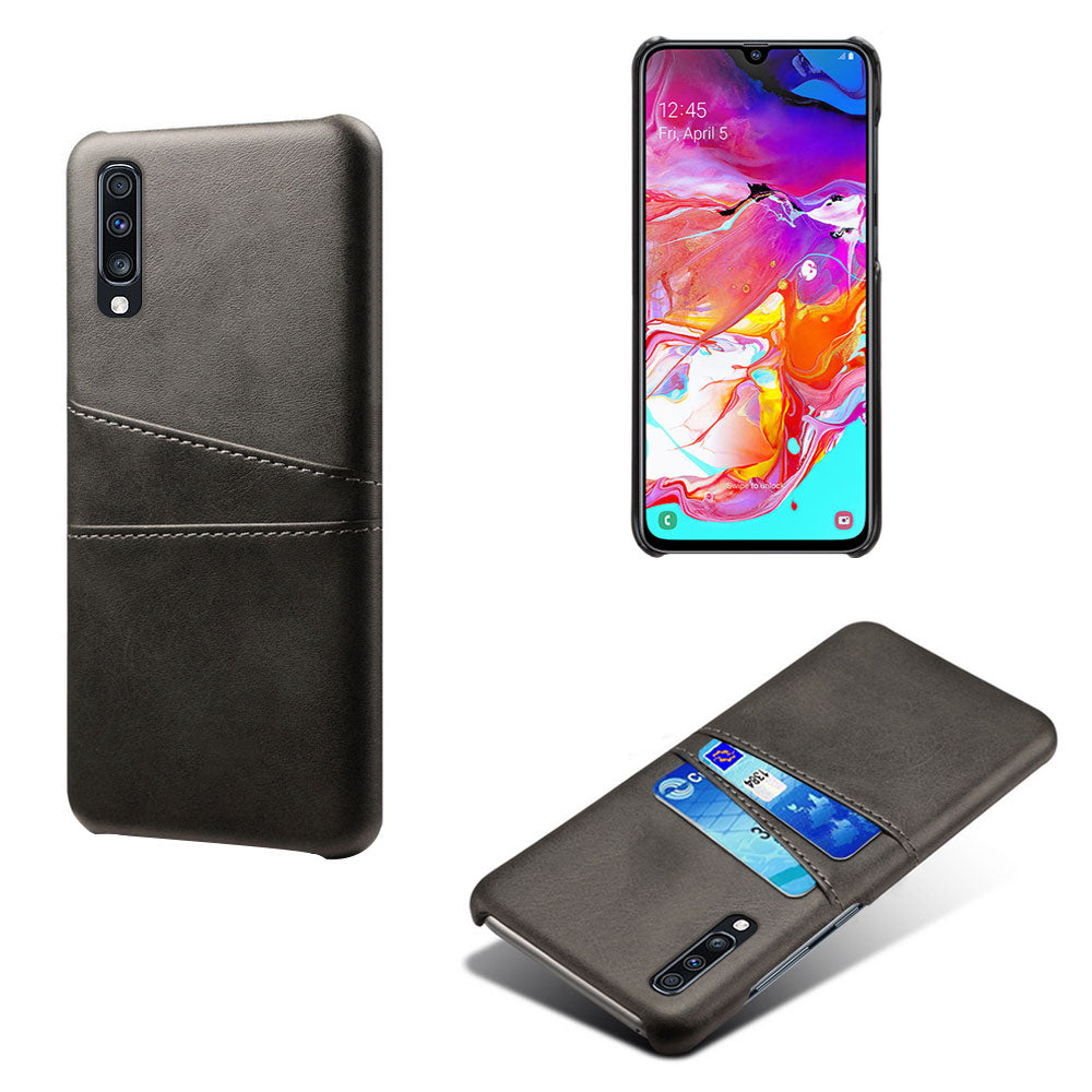 Double Card Slots PU Leather Coated PC Case for Samsung Galaxy A70
