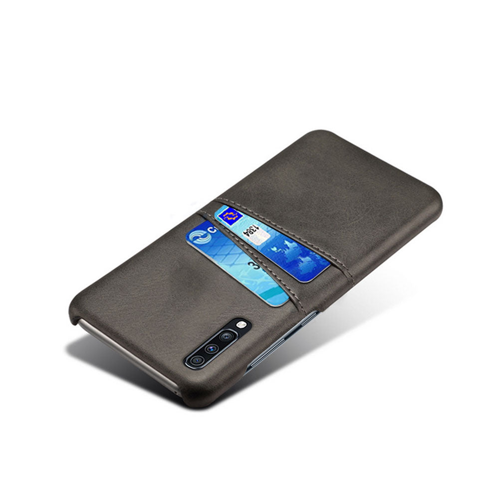 Double Card Slots PU Leather Coated PC Case for Samsung Galaxy A70