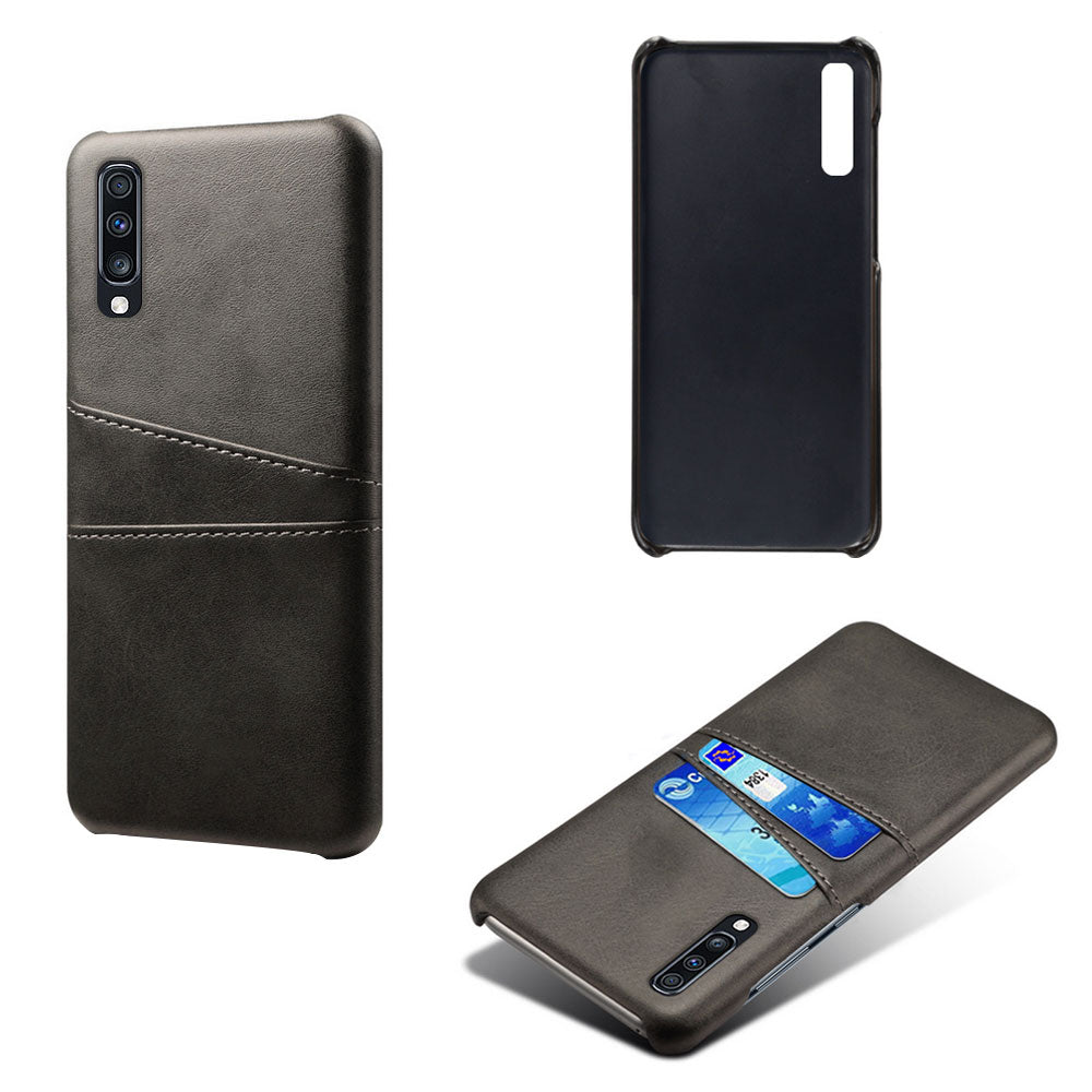 Double Card Slots PU Leather Coated PC Case for Samsung Galaxy A70