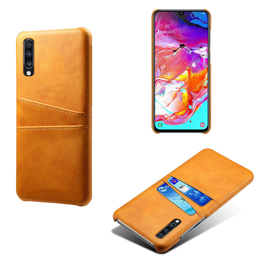 Double Card Slots PU Leather Coated PC Case for Samsung Galaxy A70