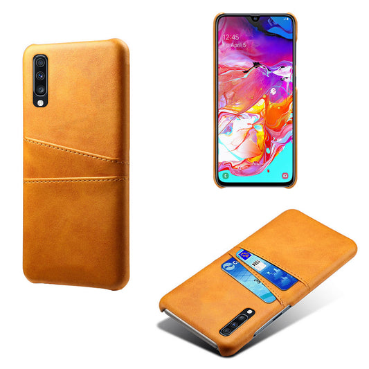Double Card Slots PU Leather Coated PC Case for Samsung Galaxy A70