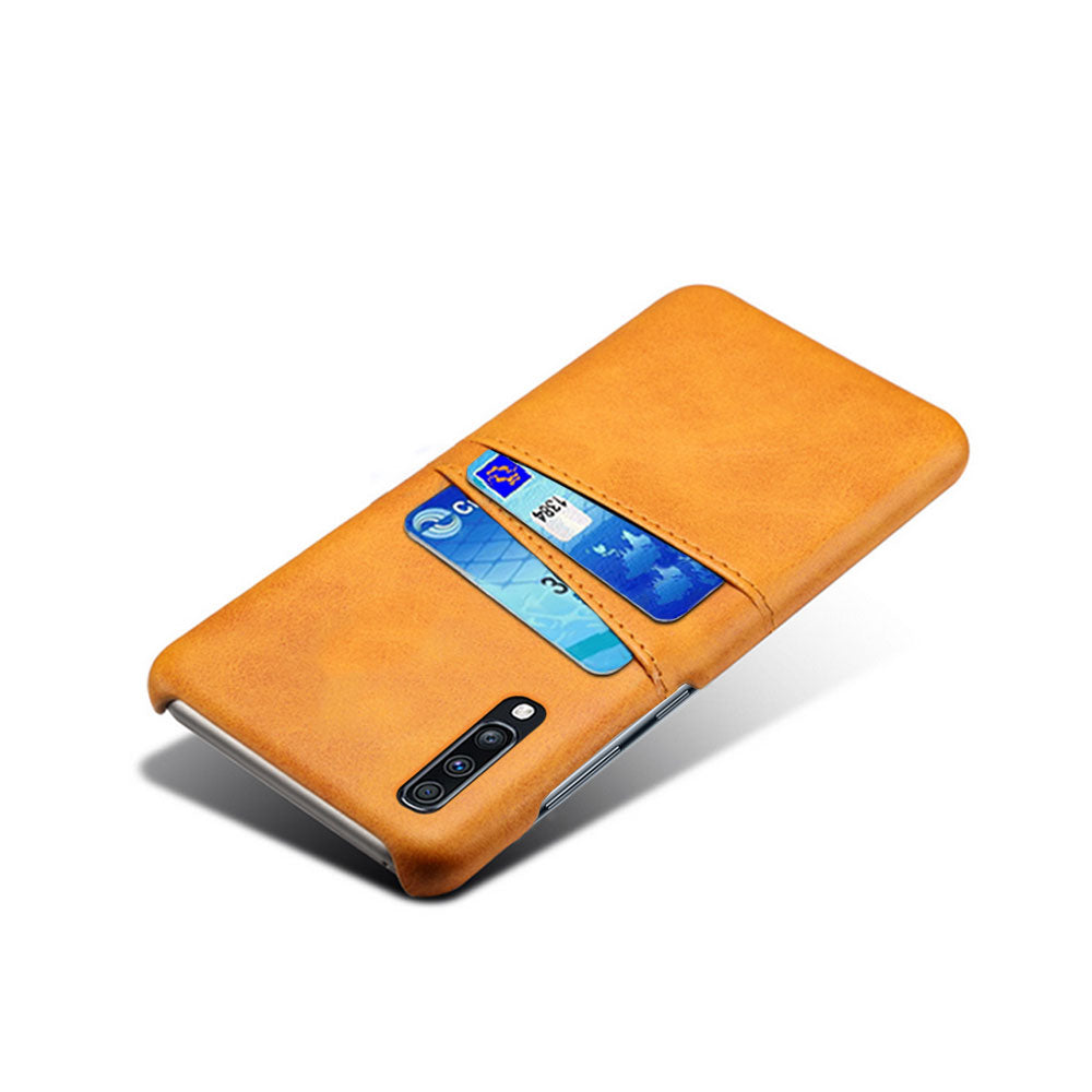 Double Card Slots PU Leather Coated PC Case for Samsung Galaxy A70