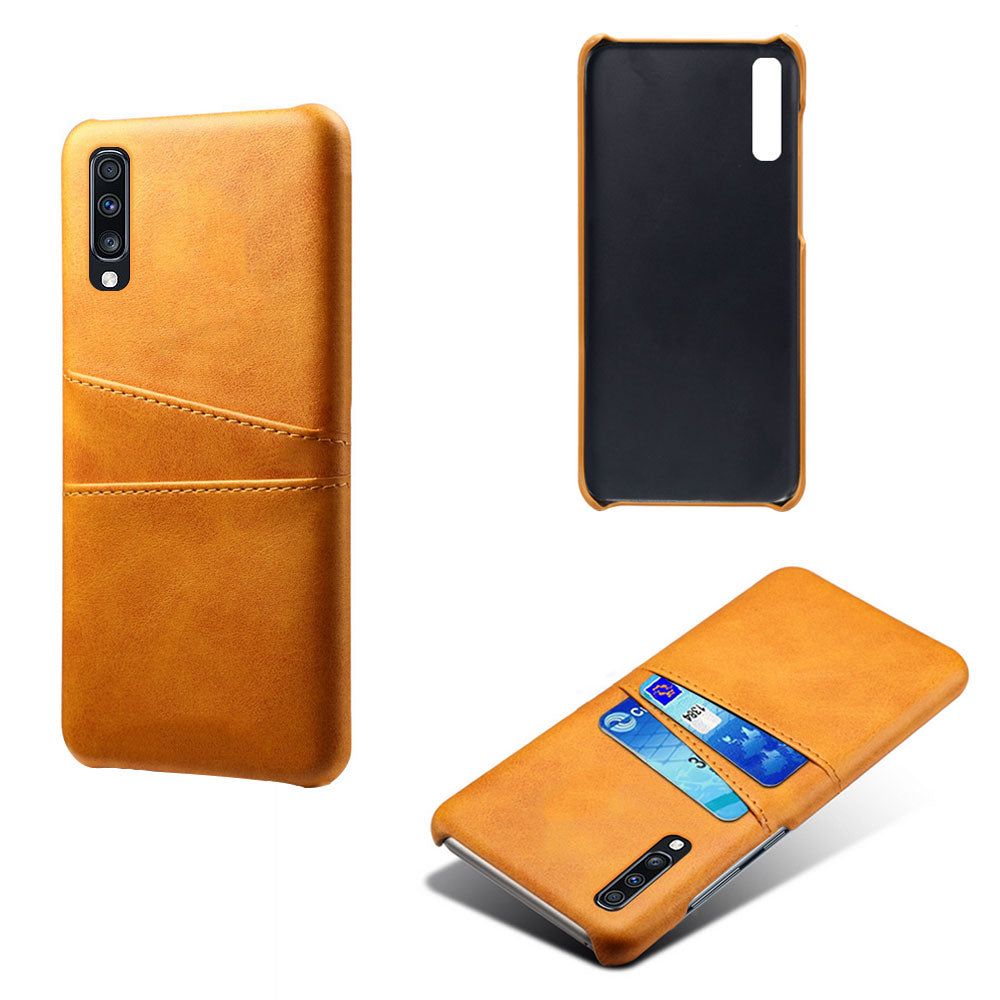 Double Card Slots PU Leather Coated PC Case for Samsung Galaxy A70