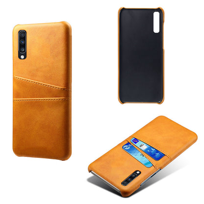 Double Card Slots PU Leather Coated PC Case for Samsung Galaxy A70