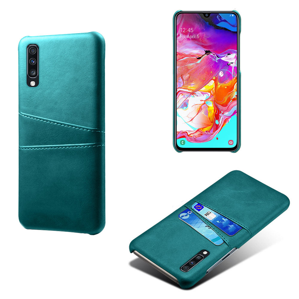 Double Card Slots PU Leather Coated PC Case for Samsung Galaxy A70