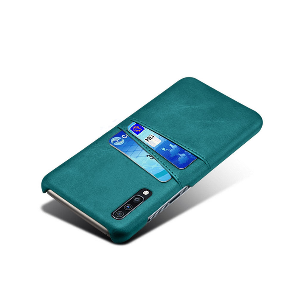 Double Card Slots PU Leather Coated PC Case for Samsung Galaxy A70