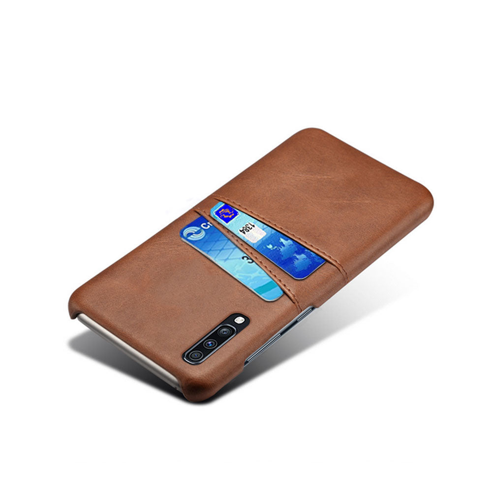 Double Card Slots PU Leather Coated PC Case for Samsung Galaxy A70