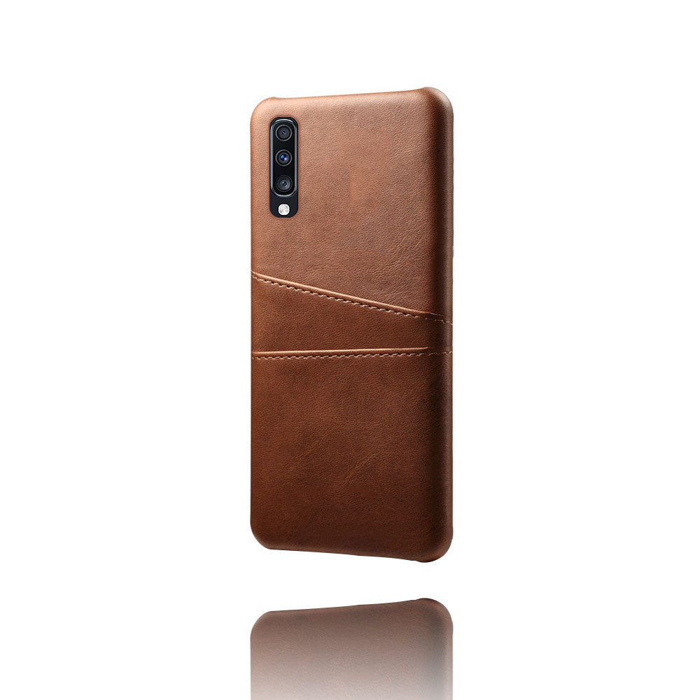 Double Card Slots PU Leather Coated PC Case for Samsung Galaxy A70