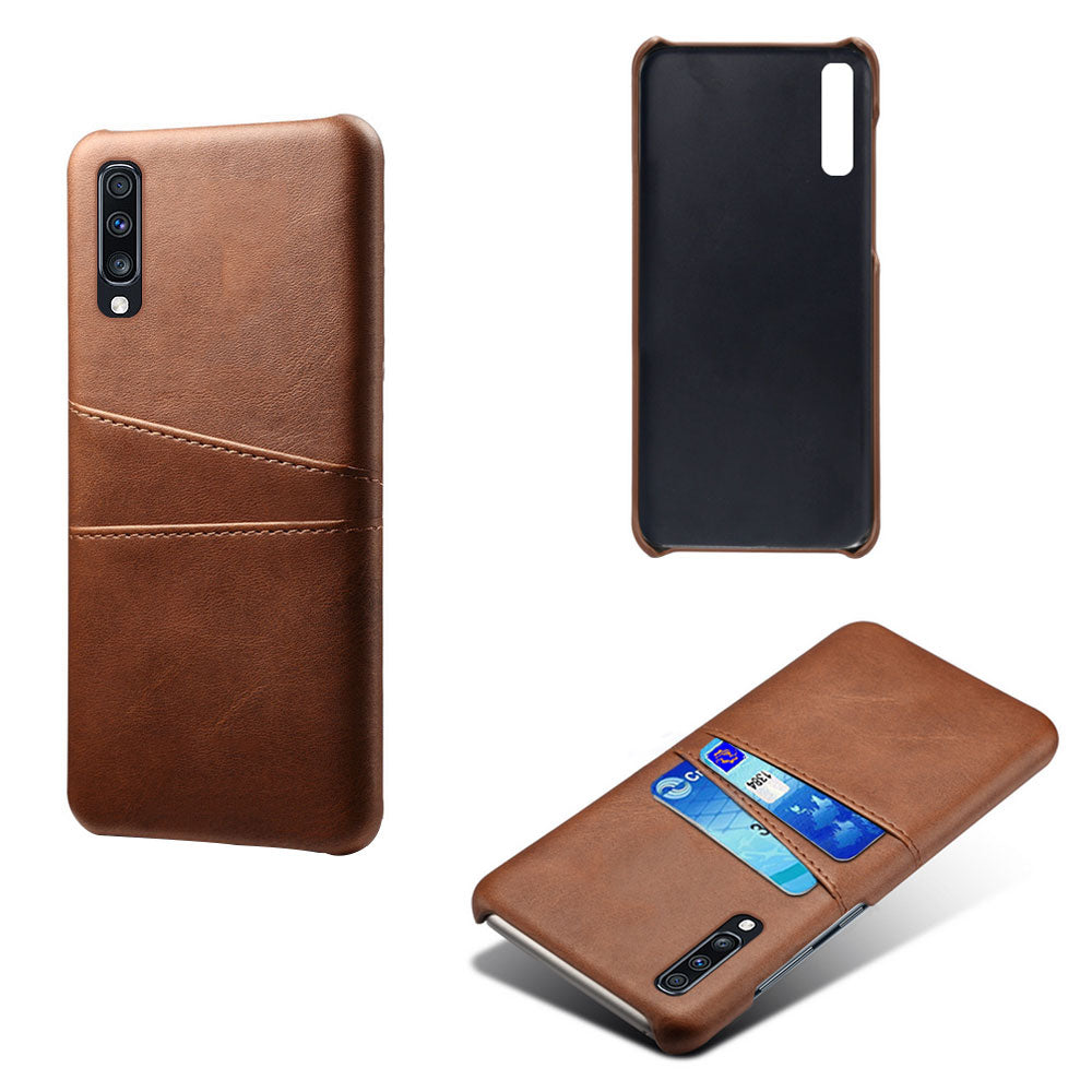 Double Card Slots PU Leather Coated PC Case for Samsung Galaxy A70