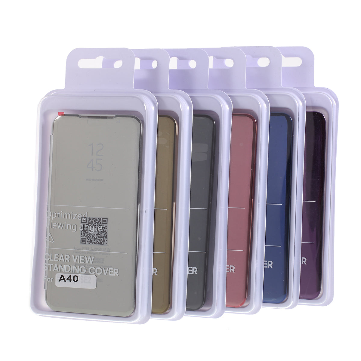 View Window Plated Mirror Surface Leather Stand Casing for Samsung Galaxy A40