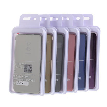 View Window Plated Mirror Surface Leather Stand Casing for Samsung Galaxy A40