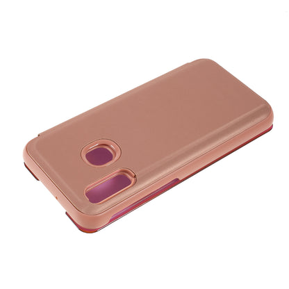 View Window Plated Mirror Surface Leather Stand Casing for Samsung Galaxy A40