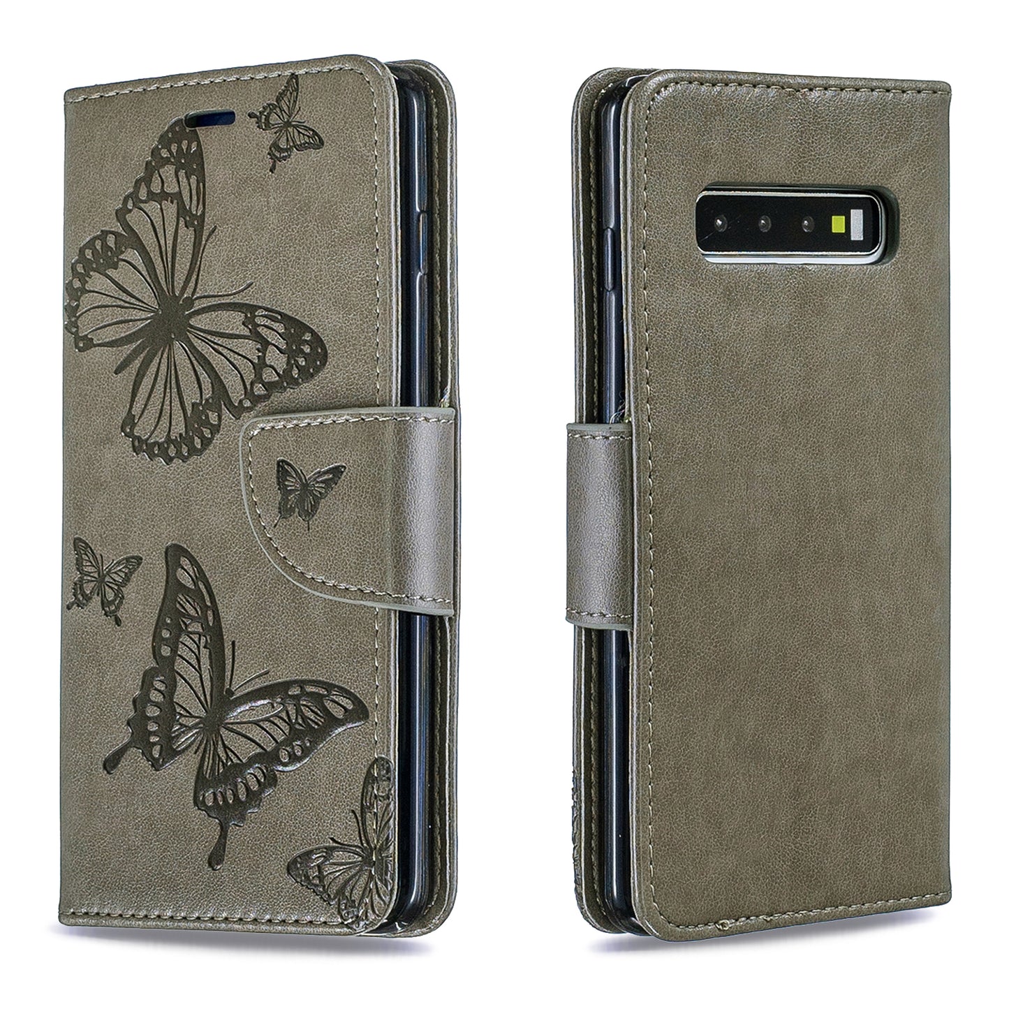 Imprint Butterfly Leather Wallet Phone Case for Samsung Galaxy S10