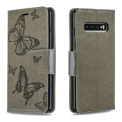 Imprint Butterfly Leather Wallet Phone Case for Samsung Galaxy S10