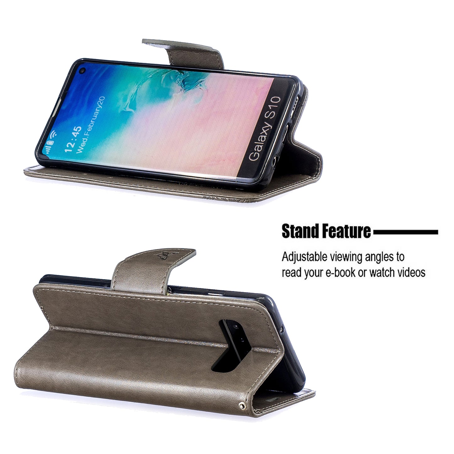Imprint Butterfly Leather Wallet Phone Case for Samsung Galaxy S10