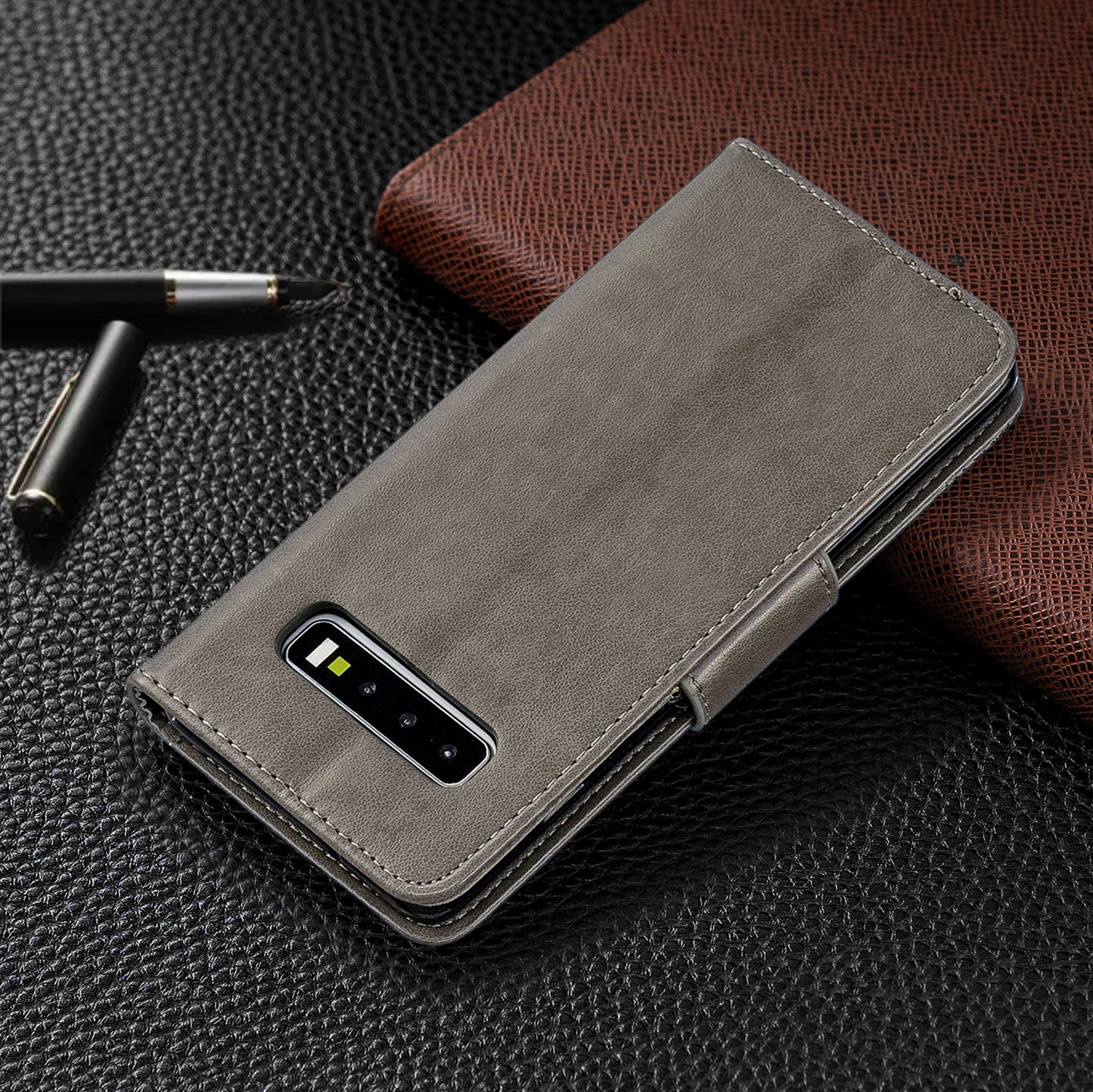 Imprint Butterfly Leather Wallet Phone Case for Samsung Galaxy S10