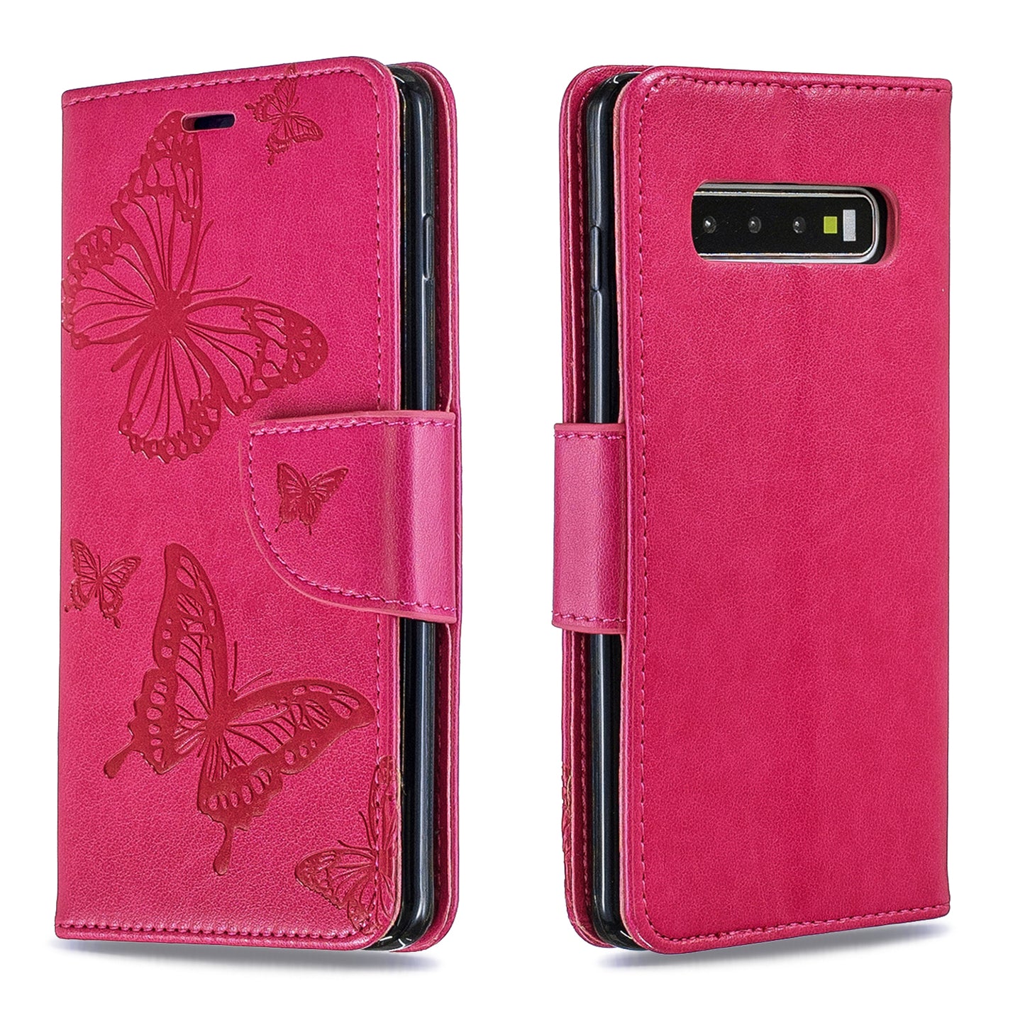 Imprint Butterfly Leather Wallet Phone Case for Samsung Galaxy S10