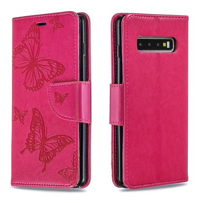 Imprint Butterfly Leather Wallet Phone Case for Samsung Galaxy S10