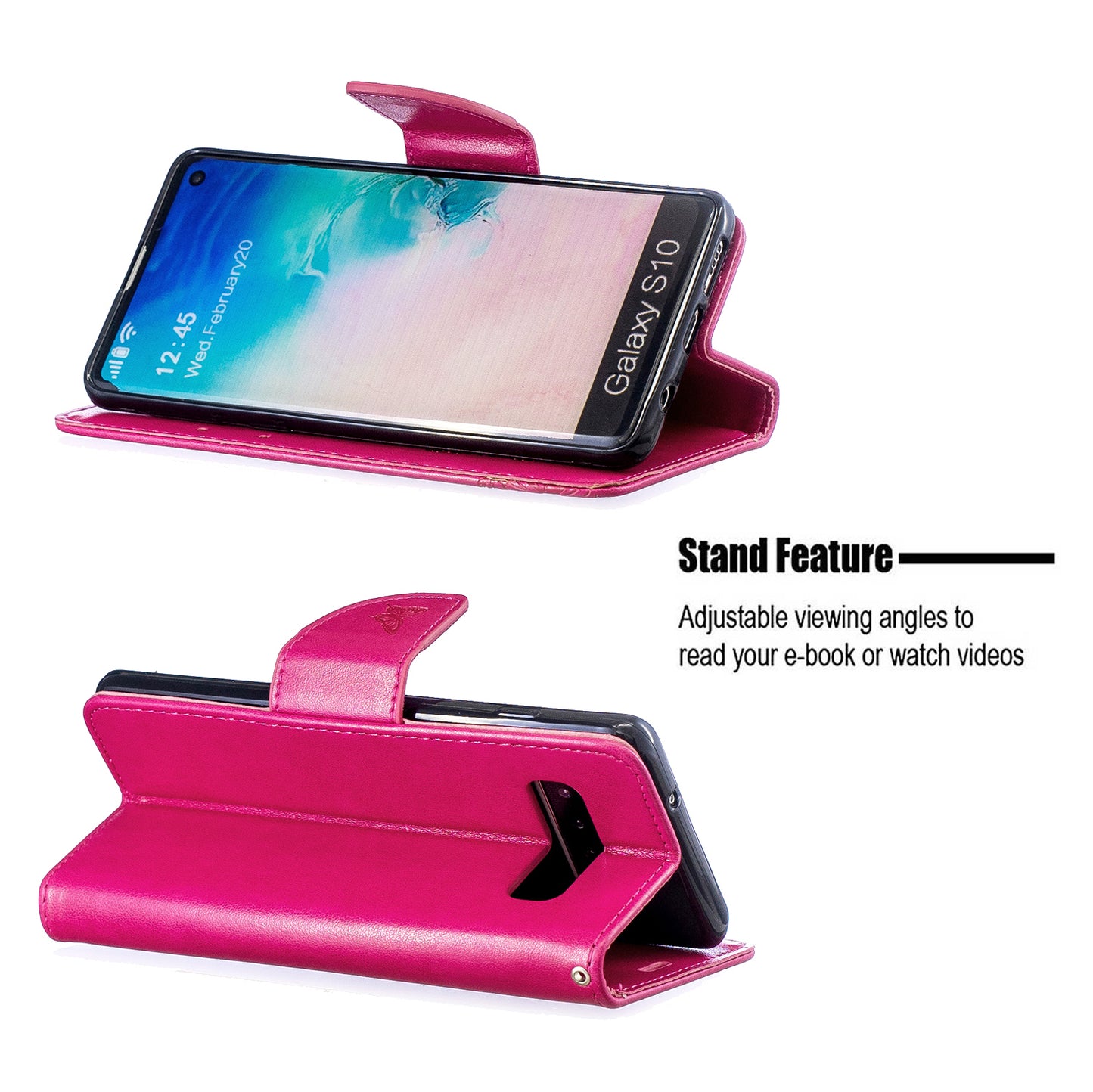 Imprint Butterfly Leather Wallet Phone Case for Samsung Galaxy S10